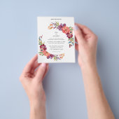 Budget Roze & Plum Tropical Floral 3 Wedding Flyer (Hand)
