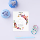 Budget Roze & Plum Tropical Floral 3 Wedding Flyer (Enkel)