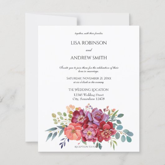 Budget Roze & Plum Tropical Floral White 2 Weddens (Voorkant)