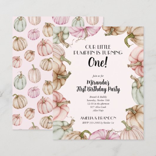 Budget roze pomkins Girl Birthday Invitations (Voorkant / Achterkant)