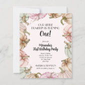 Budget roze pomkins Girl Birthday Invitations (Voorkant)