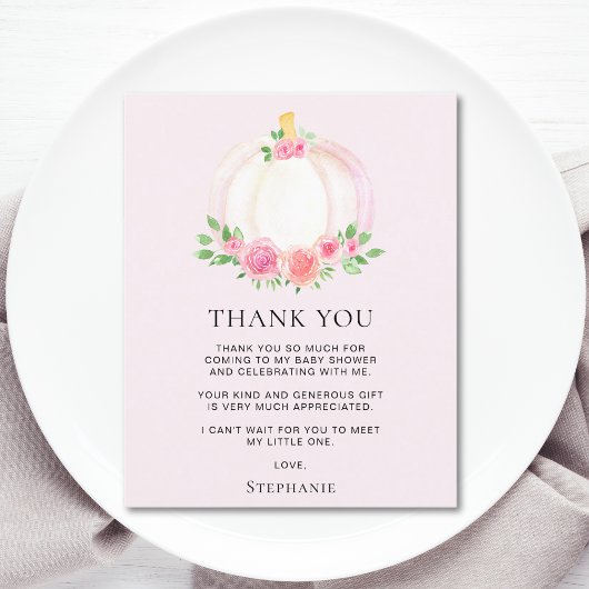 Budget roze pompoen Baby shower bedankje