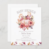 Budget Roze Pompoen Bloemen Baby shower Invitation (Voorkant / Achterkant)