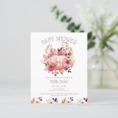 Budget Roze Pompoen Bloemen Baby shower Invitation (Staand voorkant)