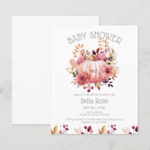 Budget Roze Pompoen Bloemen Baby shower Invitation