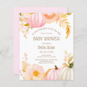 Budget Roze Pompoen Herfst Baby shower Invitation (Voorkant / Achterkant)
