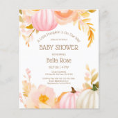 Budget Roze Pompoen Herfst Baby shower Invitation (Voorkant)