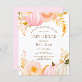 Budget Roze Pompoen Herfst Baby shower Invitation