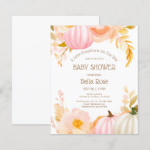 Budget Roze Pompoen Herfst Baby shower Invitation