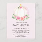 Budget roze pompoenen Baby shower Uitnodiging (Voorkant)