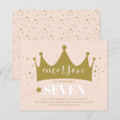 Budget Roze Princess Verjaardagsfeest Uitnodiging (Voorkant / Achterkant)
