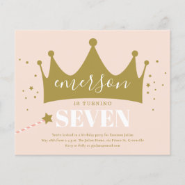 Budget Roze Princess Verjaardagsfeest Uitnodiging