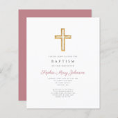 Budget Roze Religieus Kruis Meisje Doop (Voorkant / Achterkant)
