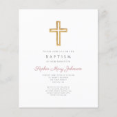 Budget Roze Religieus Kruis Meisje Doop (Voorkant)