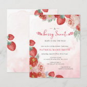 Budget Roze Rode Berry Sweet Baby shower Uitnodige (Voorkant / Achterkant)