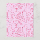 Budget Roze & Rode Handgetekende Trouwkaart (Achterkant)