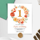 Budget Roze & Rode Krans 1e Verjaardag Uitnodiging