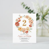 Budget Roze & Rode krans 2e verjaardag uitnodiging (Staand voorkant)