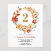 Budget Roze & Rode krans 2e verjaardag uitnodiging (Voorkant)