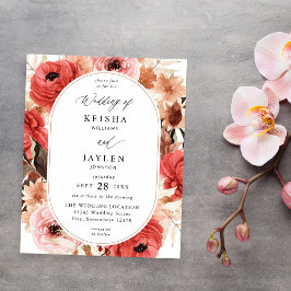 Budget Roze & Rode Roze Bloemige Trouwdag Flyer