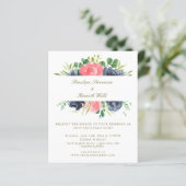 Budget Roze Roos Floral Wedding Invite (Staand voorkant)