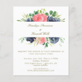 Budget Roze Roos Floral Wedding Invite (Voorkant)