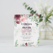BUDGET Roze Roos Roest Bruiloft UITNODIGING (Staand voorkant)