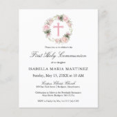 Budget Roze Rose Bloemen Eerste Heilige Communie (Voorkant)