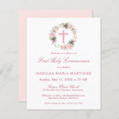 Budget Roze Rose Bloemen Eerste Heilige Communie (Voorkant / Achterkant)