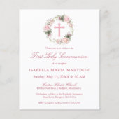 Budget Roze Rose Bloemen Eerste Heilige Communie (Voorkant)