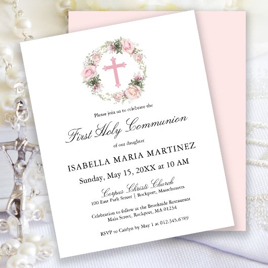 Budget Roze Rose Bloemen Eerste Heilige Communie