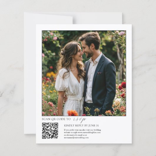 Budget Roze Rose Bloemen Waterverf QR Code Huwelij (Achterkant)