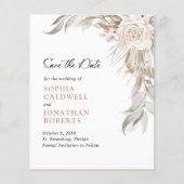 Budget roze Rose Elegant Foliage Save the Date (Voorkant)