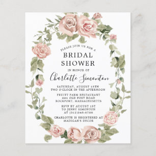 Budget Roze Rose Floral Bridal Shower Flyer