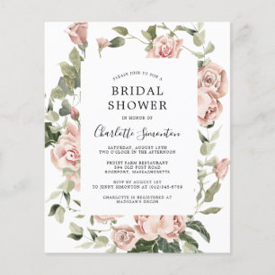 Budget Roze Rose Floral Bridal Shower Flyer