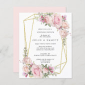 Budget roze Rose Floral Wedding Brunch Uitnodiging (Voorkant / Achterkant)