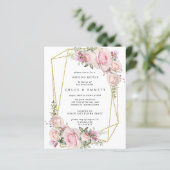 Budget roze Rose Floral Wedding Brunch Uitnodiging (Staand voorkant)