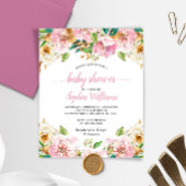 Budget roze Rose & Gold Baby shower uitnodiging