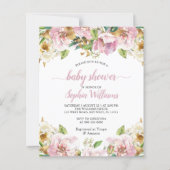 Budget roze Rose & Gold Baby shower uitnodiging (Voorkant)