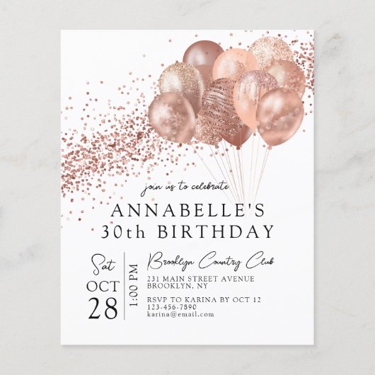 Budget roze Rose Gold Glitter Ballon Birthday (Voorkant)