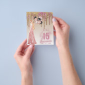 BUDGET Roze Rose Gold Glitter Quinceanera Red Hair Flyer (Hand)