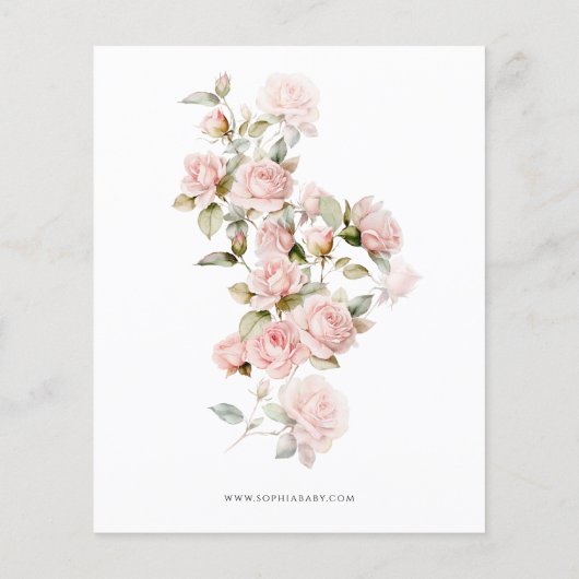 Budget roze Rose & Greenery Baby shower Uitnodigin (Achterkant)