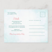 Budget roze Rose Turquoise Floral Baby shower Uitnodiging Briefkaart (Achterkant)