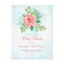 Budget roze Rose Turquoise Floral Baby shower