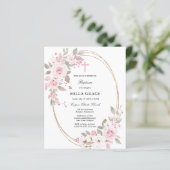 Budget Roze Roze Floral Baptism Uitnodiging (Staand voorkant)