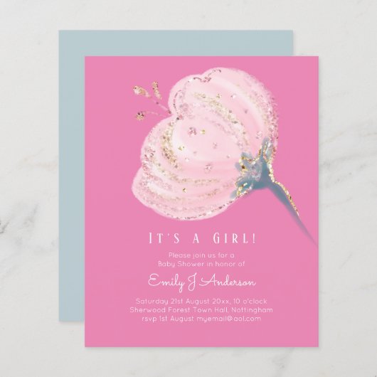 BUDGET roze roze glitter is een meisje Baby shower (Voorkant / Achterkant)