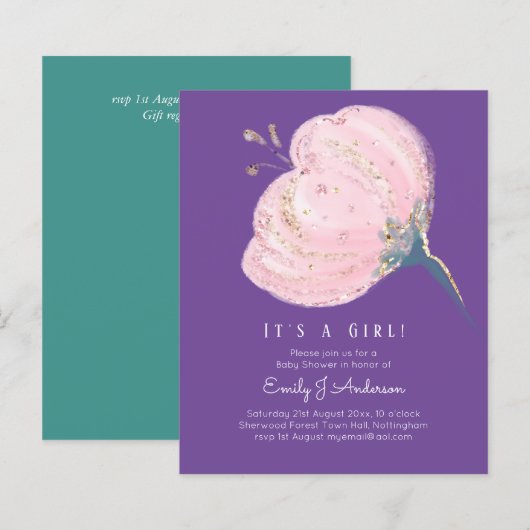 BUDGET roze roze glitter is een meisje Baby shower (Voorkant / Achterkant)