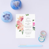 Budget Roze Roze & Witte Bloem Bruiloft  Flyer (Enkel)