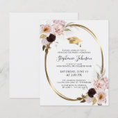 Budget Roze Rozen Gouden Metallic Afstudeerfeest U (Voorkant / Achterkant)