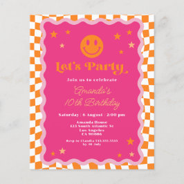 Budget Roze Sinaasappel Happy Face Wavy Birthday I